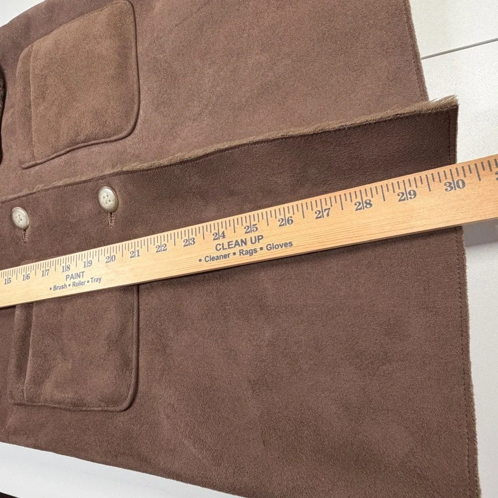 GAP Faux Shearling Hooded Coat Kids Size M 7-8 Brown Winter Jacket Faux Suede